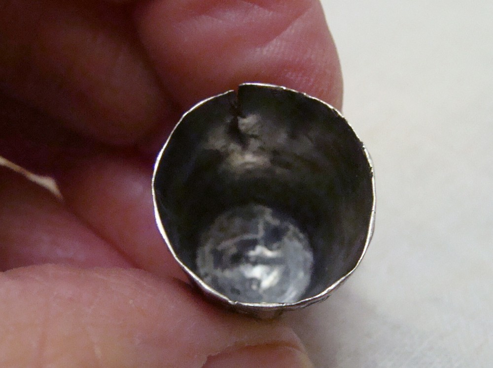 Antique Stern Bros. Sterling Silver Thimble, Panel & Scroll, Sz 8