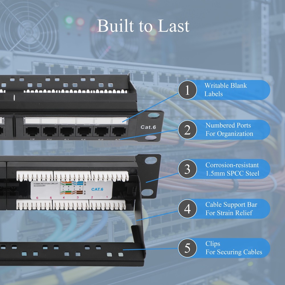 24 port 1U 19inch CAT6 Universal Patch Panel Rack Mountable