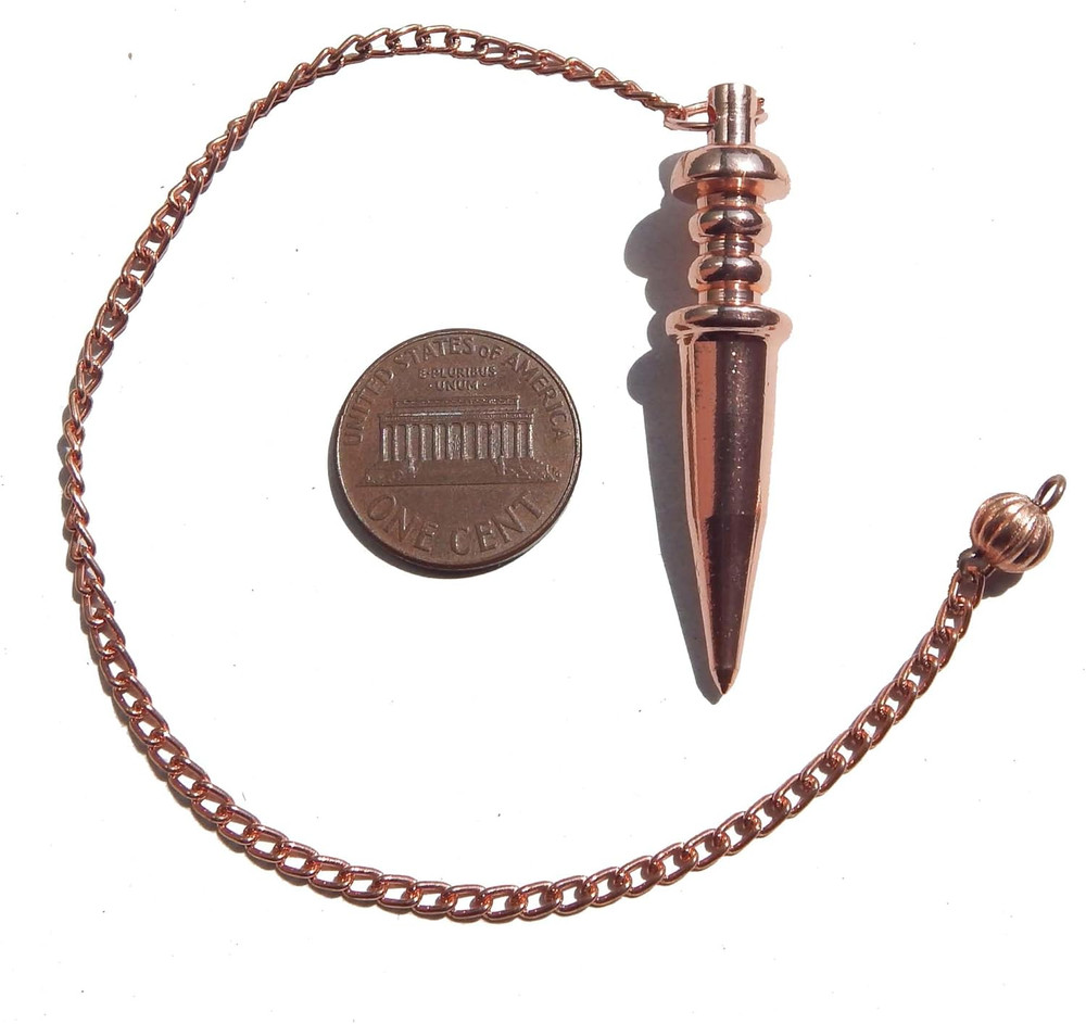 Copper Metal Light Weight Solid Cone Point Pendulum Healing Dowsing Reiki Pen...