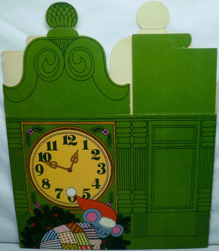 Vintage Petitote Christmas Gift Box EMPTY Sleeping Mouse Under Clock