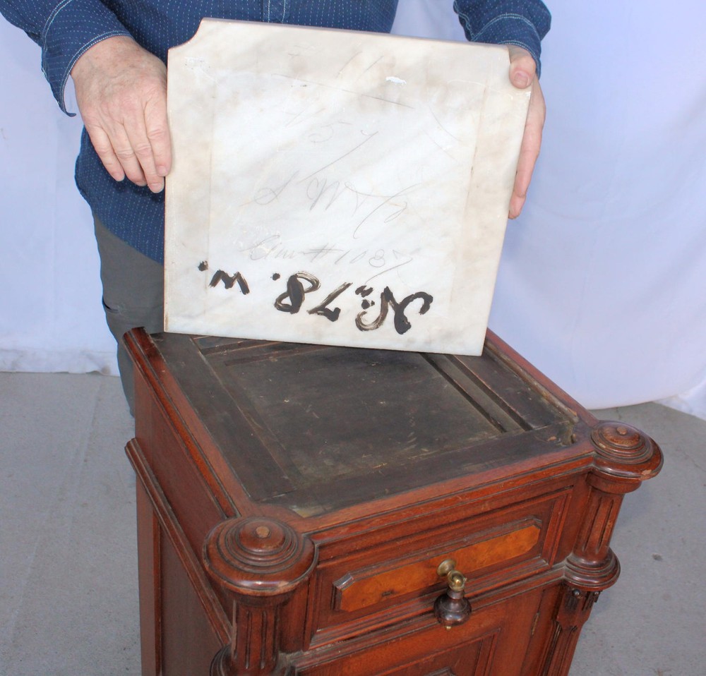 Antique Victorian marble top Walnut half Commode