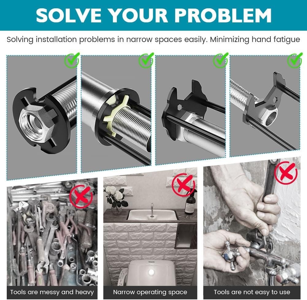 Multifunctional Sink Wrench Set, 2-Pack Basin and Faucet Wrench Tools//