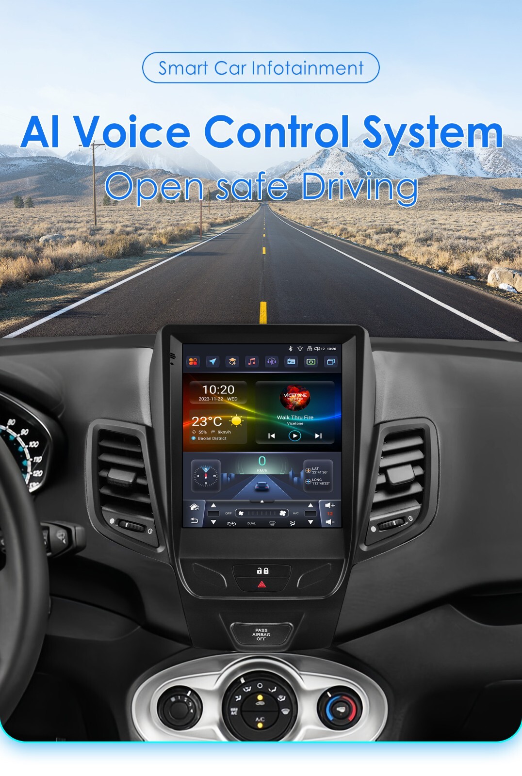 For 2009-2016 Ford Fiesta 9.7" Screen Stereo Radio Android 14 GPS Navi Carplay E