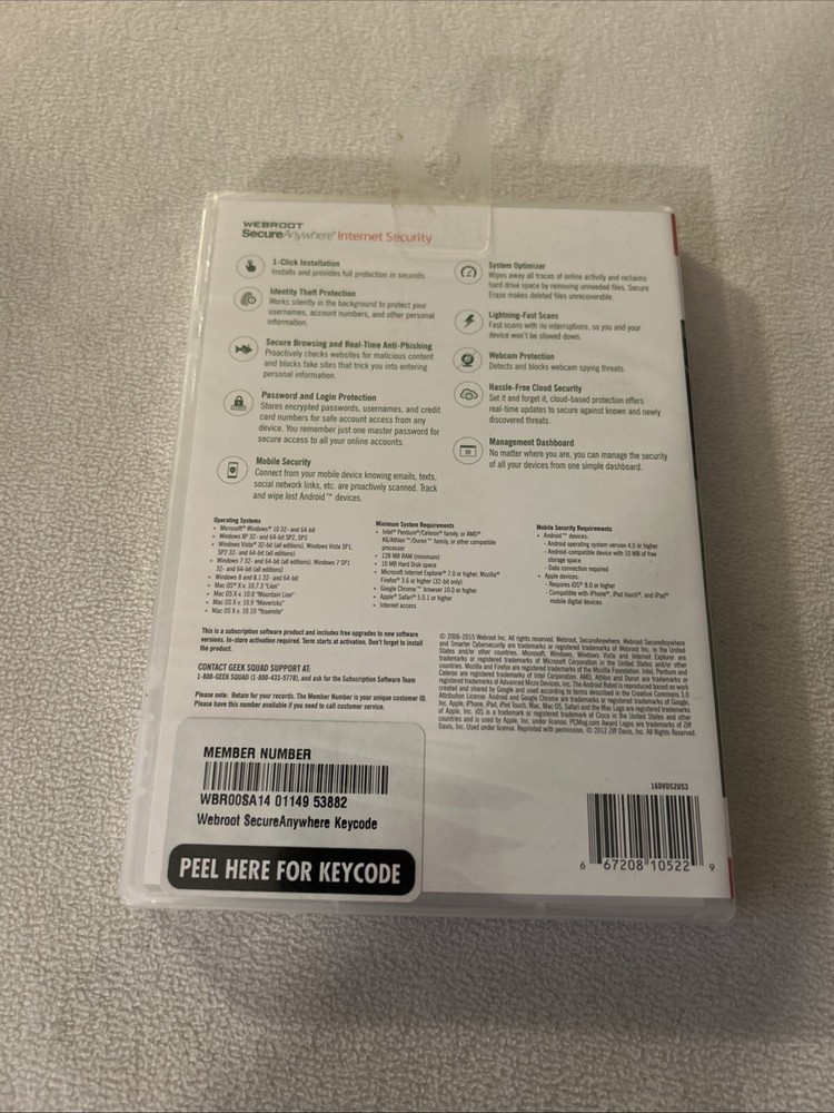 Webroot Secure Anywhere Internet Security Windows 10 Compatible 3 Devices KEY