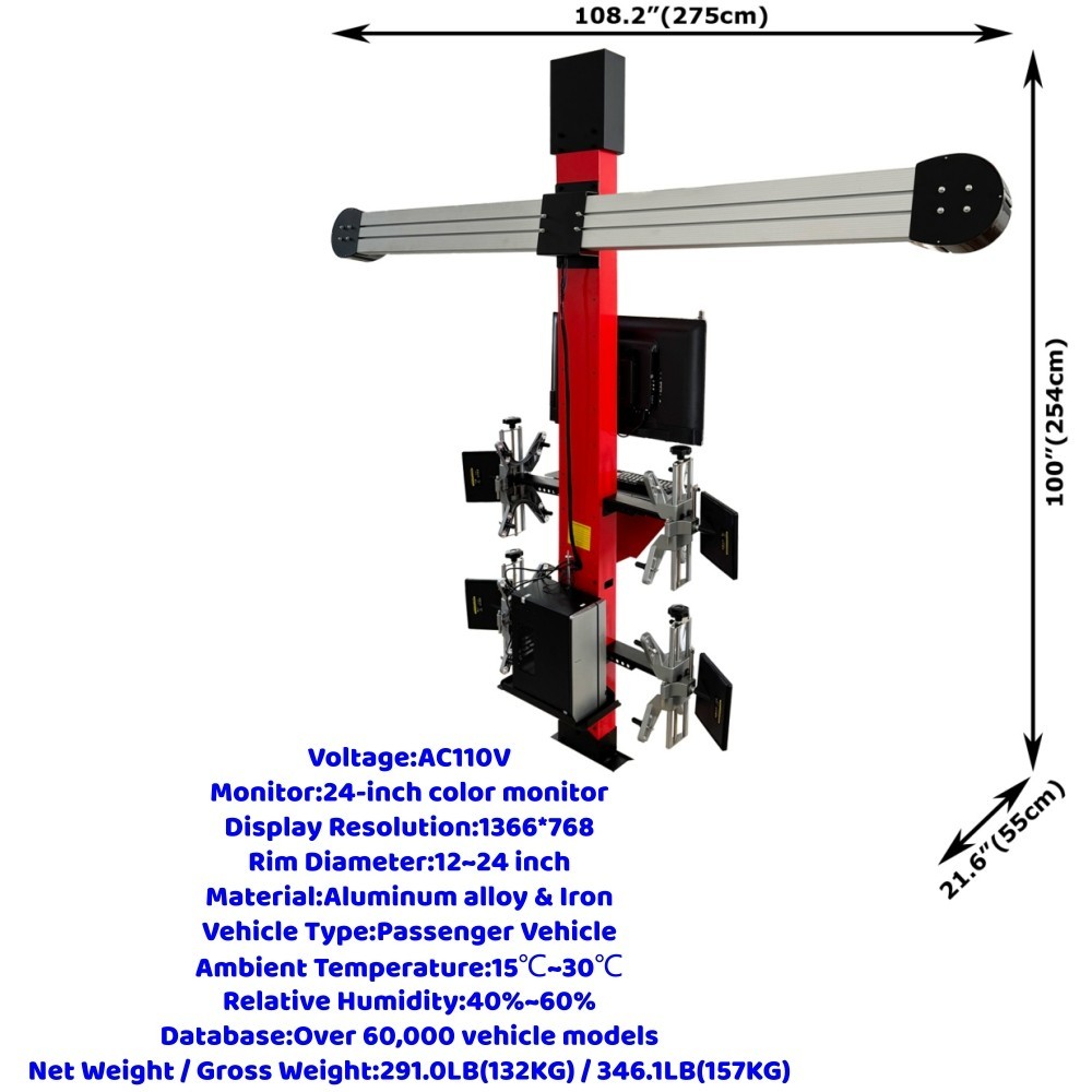 110V Commercial 3D Wheel Alignment System LED Smart Alignment Machine 0.01°