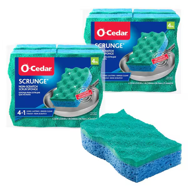 Scrunge Multi-Use Sponges 8 Count No Scratch Durable Design