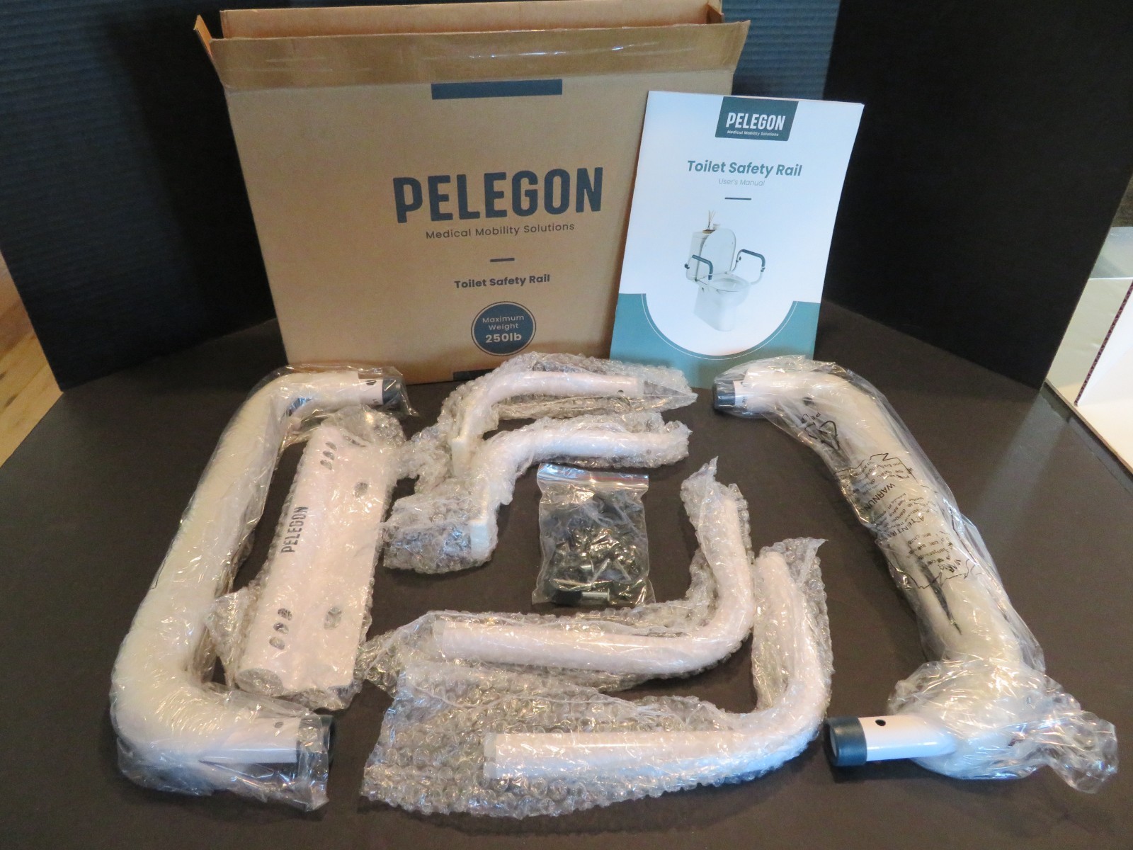 Pelegon Toilet Safety Rails (350 Lb.) - Adjustable Toilet Safety Frame