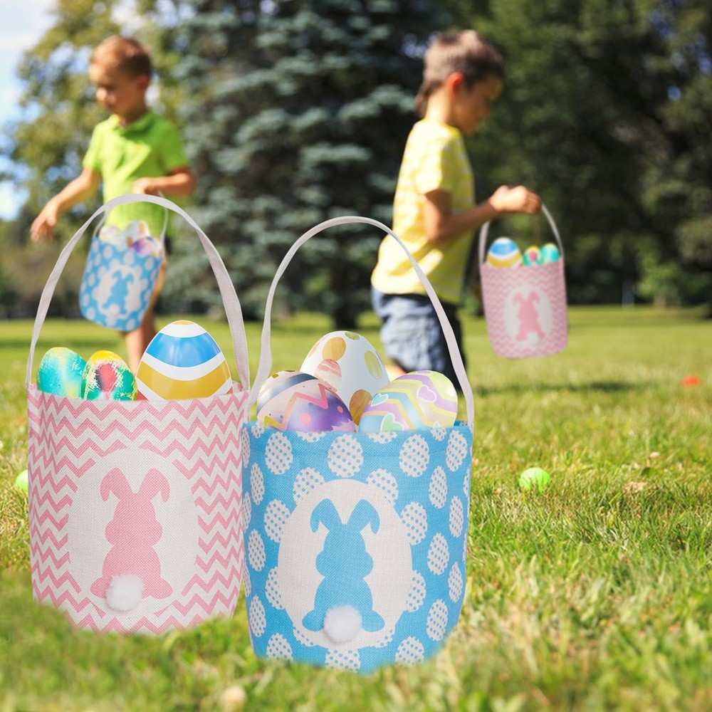Paoicole 2 Pcs Easter Egg Baskets for Kids, Easter Eggs Hunt Basket for Kids ...