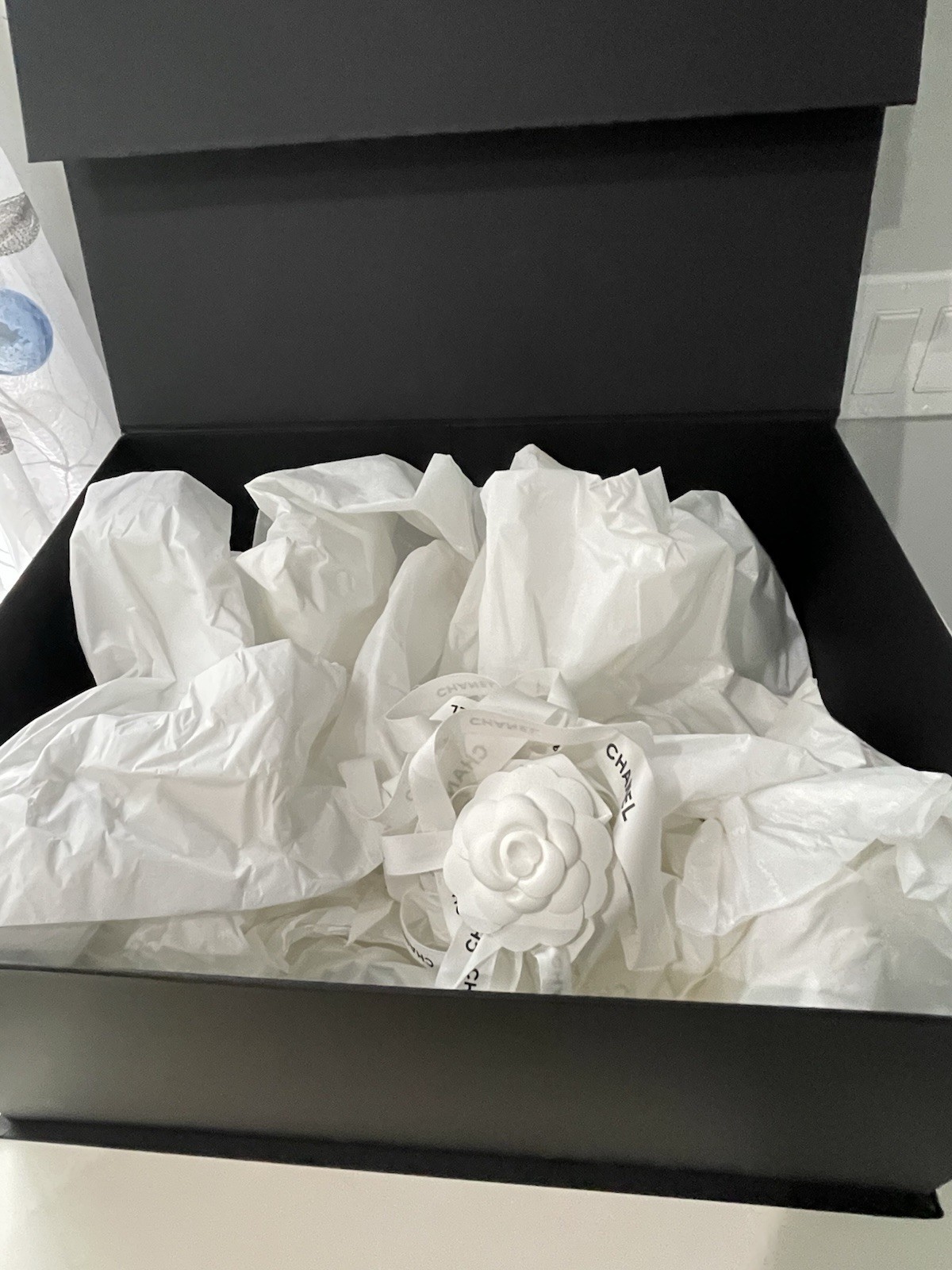 Auth Chanel Black Magnetic Gift Box XL Classic Flap 18” X 14” X 8” Flaws