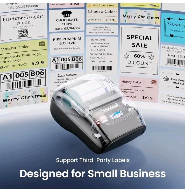 CLABEL 221B Label Maker Machine with Tape, 2 Inch Thermal Label Printer,