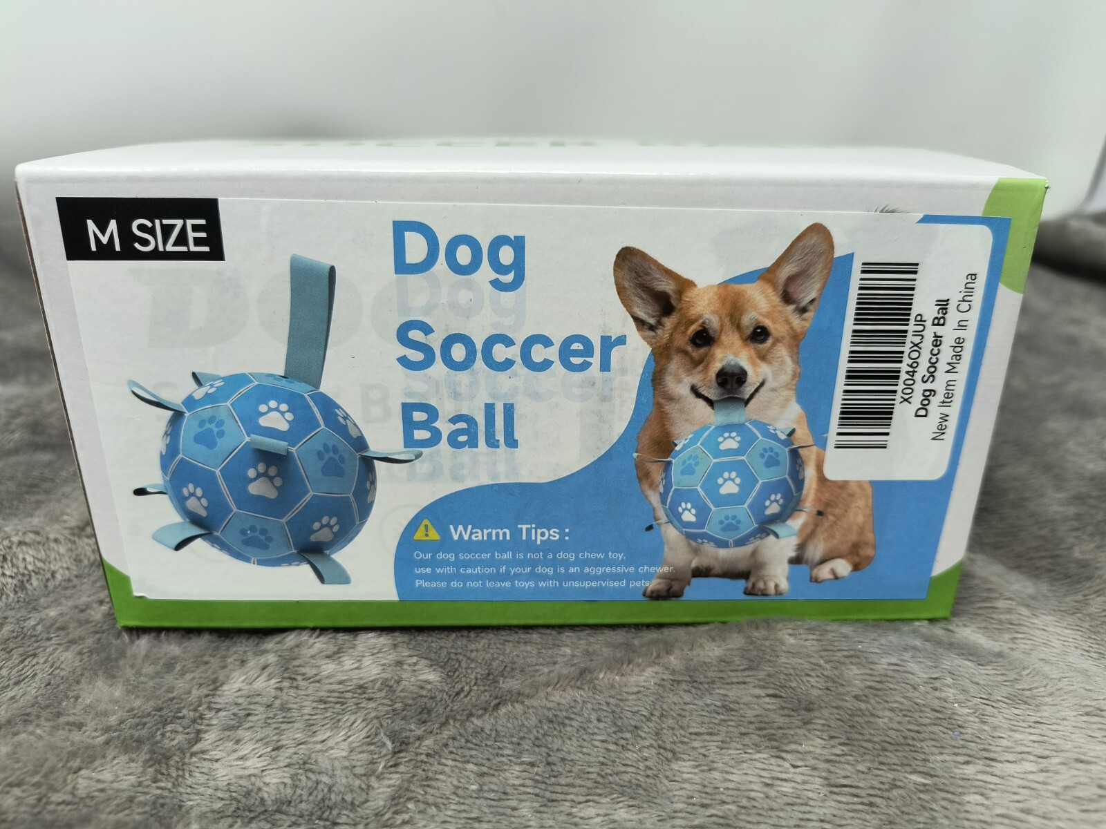 Dog Interactive Soccer Ball Toy Medium with Straps Tug of War Waterproof NEW