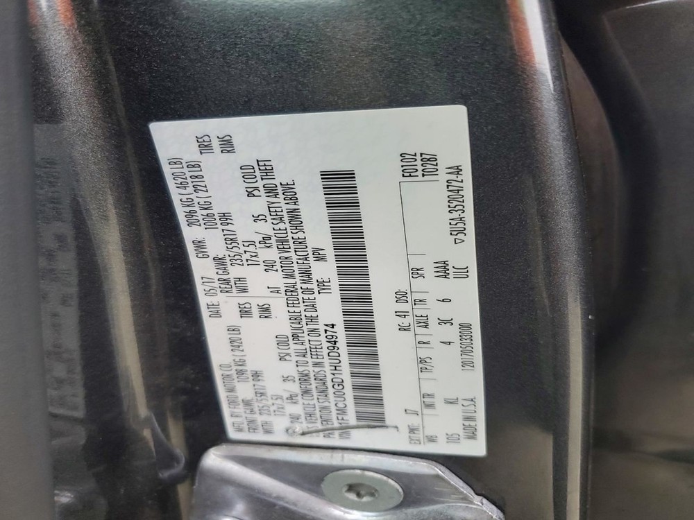 LEFT REAR DOOR WINDOW REGULATOR OEM 2013 FORD ESCAPE