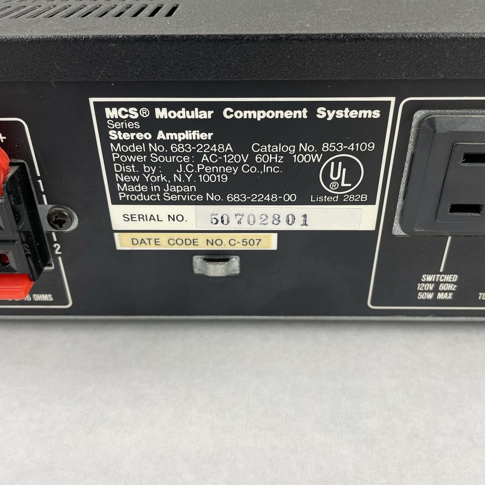 MCS 683-2248A Stereo Amplifier Power Tested