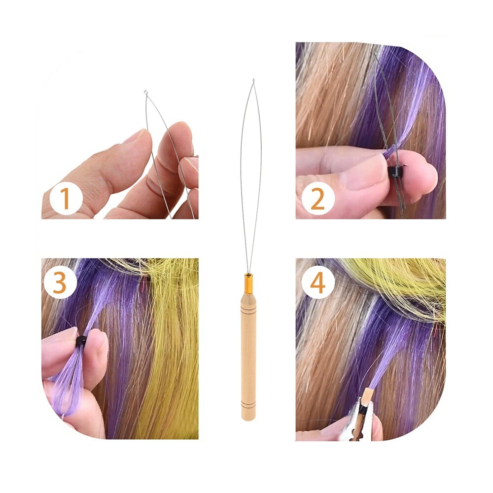 10Pc Hair Extension Loop Needle Threader 22.3cm Pulling Tool for Beaded Bracelet