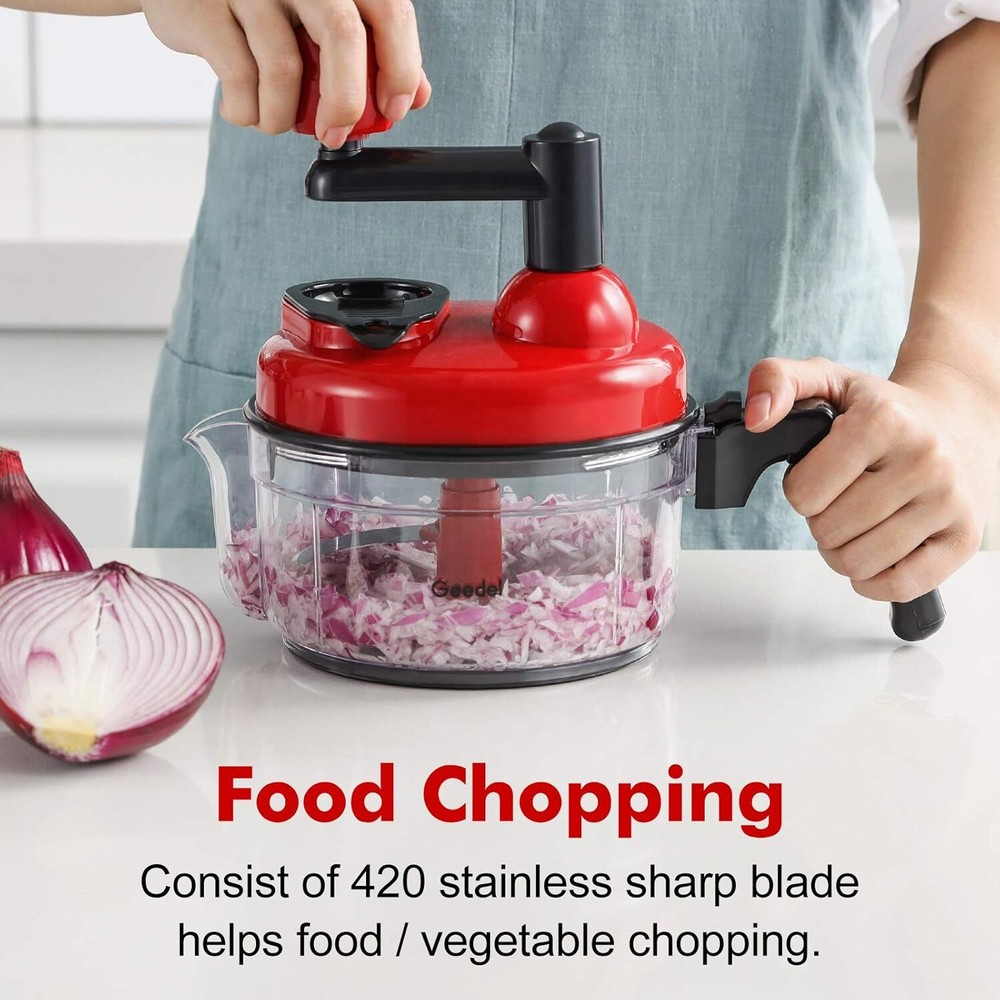 Hand Food Chopper, Quick Manual Vegetable Processor, Easy To Clean Rotary