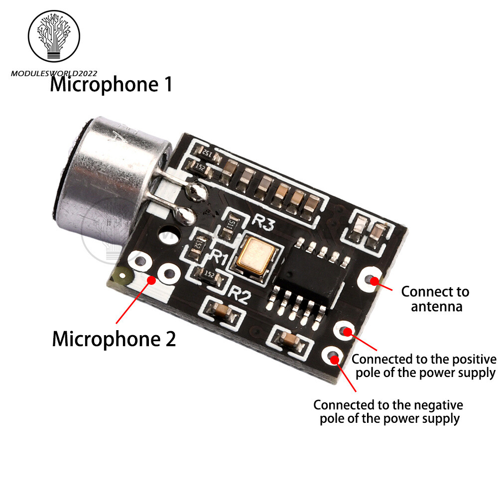 Wireless Microphone FM 88.7MHz Transmitter Module Support Dual-channel Stereo