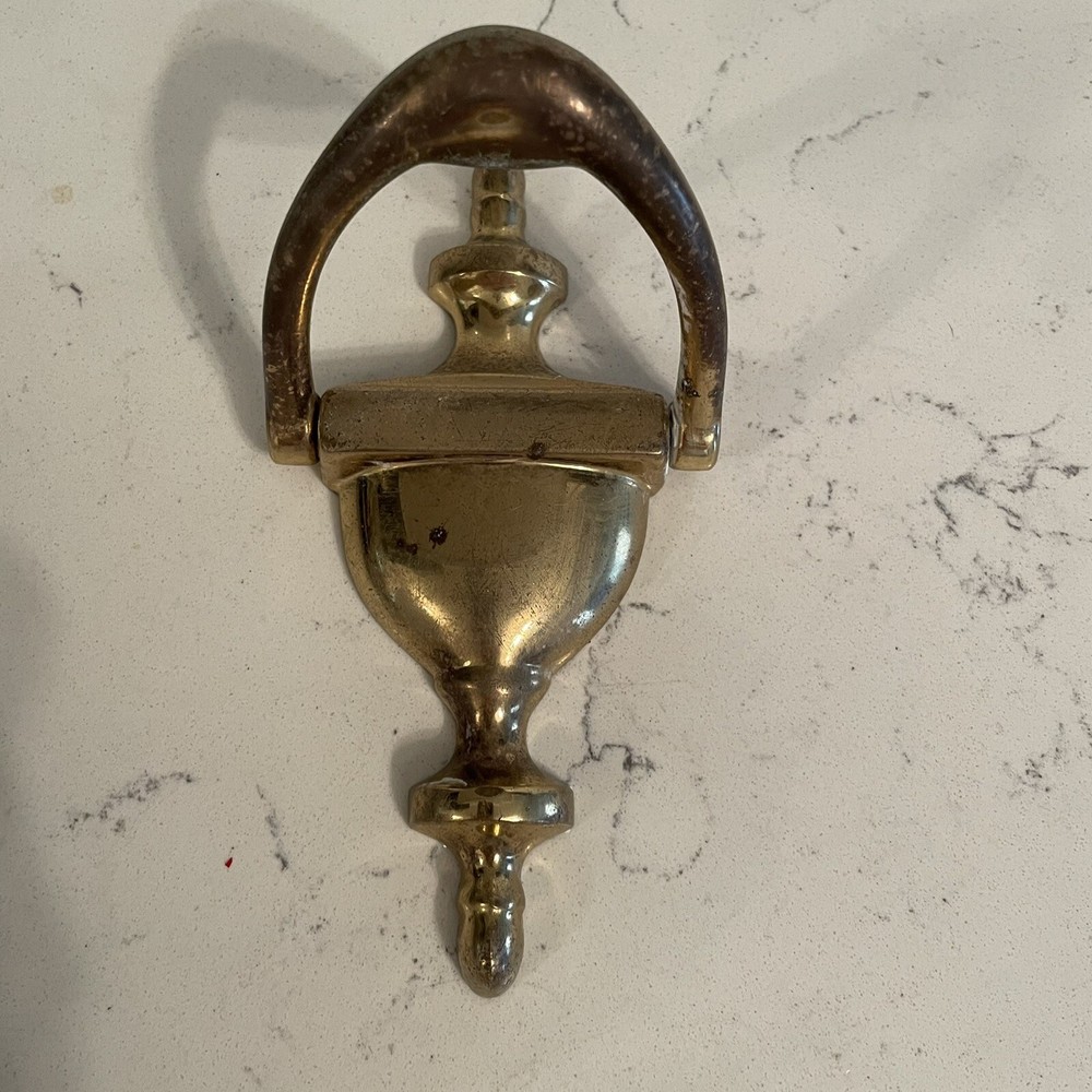 Vintage Solid Brass Door Knocker 6”x 3” Classic Mcm