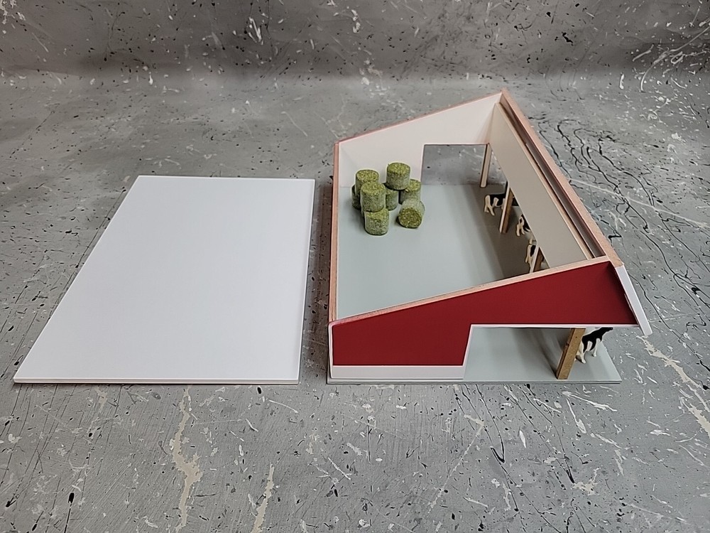 1/64 Custom scratch built Cattle Shed building White & Red