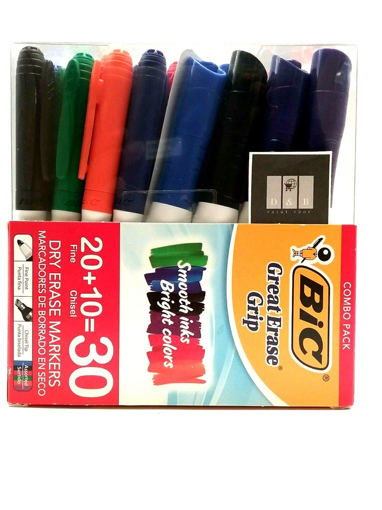 Dry Erase 30 Marker Combo Pack 20 Fine Point, 10 Chisel Tip