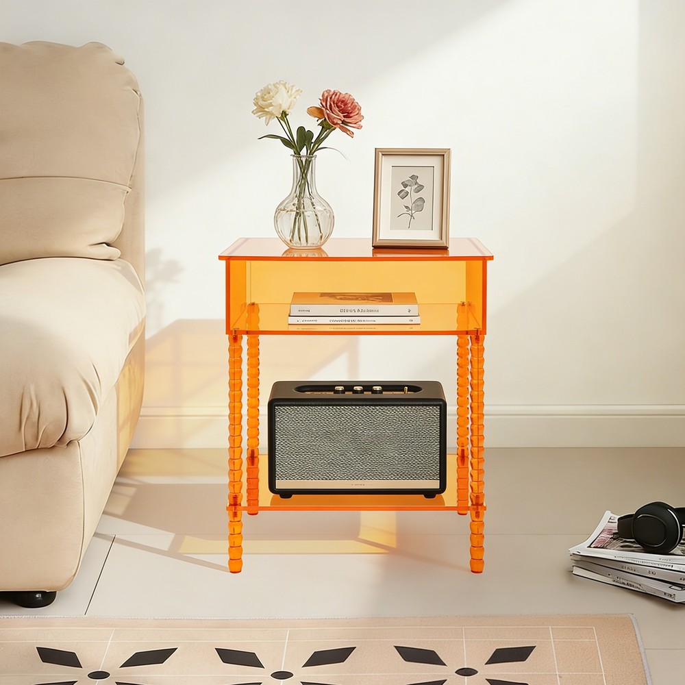 Acrylic End Table Side Table With Storage Couch Table Bedside Table For Dorm