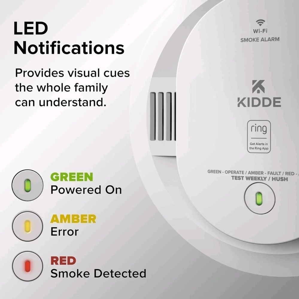 KIDDE Ring-Enabled Smart Smoke Detector, Wired, RGSAR-RW *NEW*