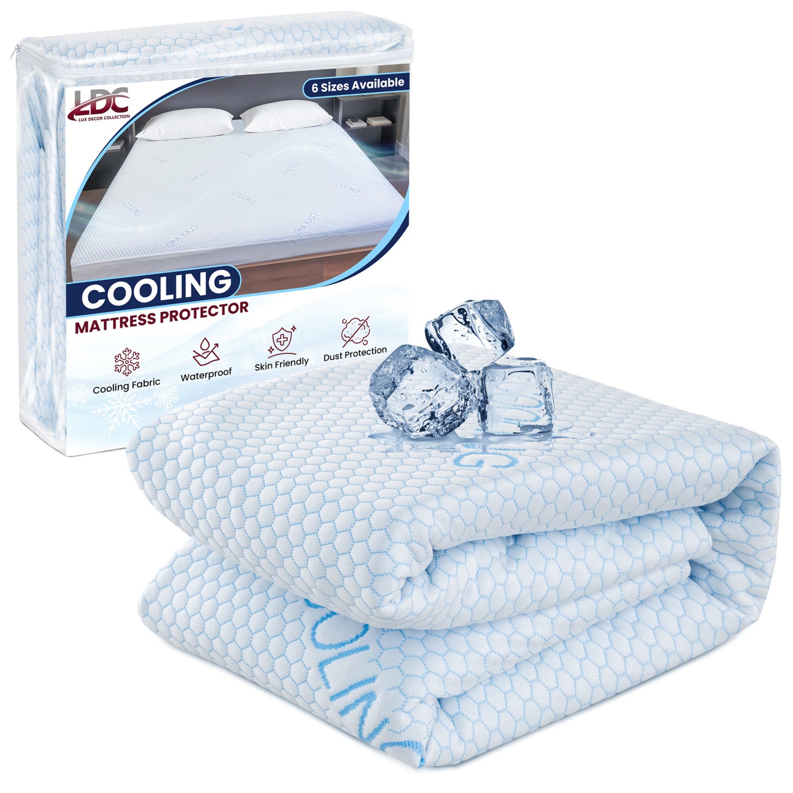 Cooling Mattress Protector Deep Pocket Waterproof Breathable Fitted Bed Cover