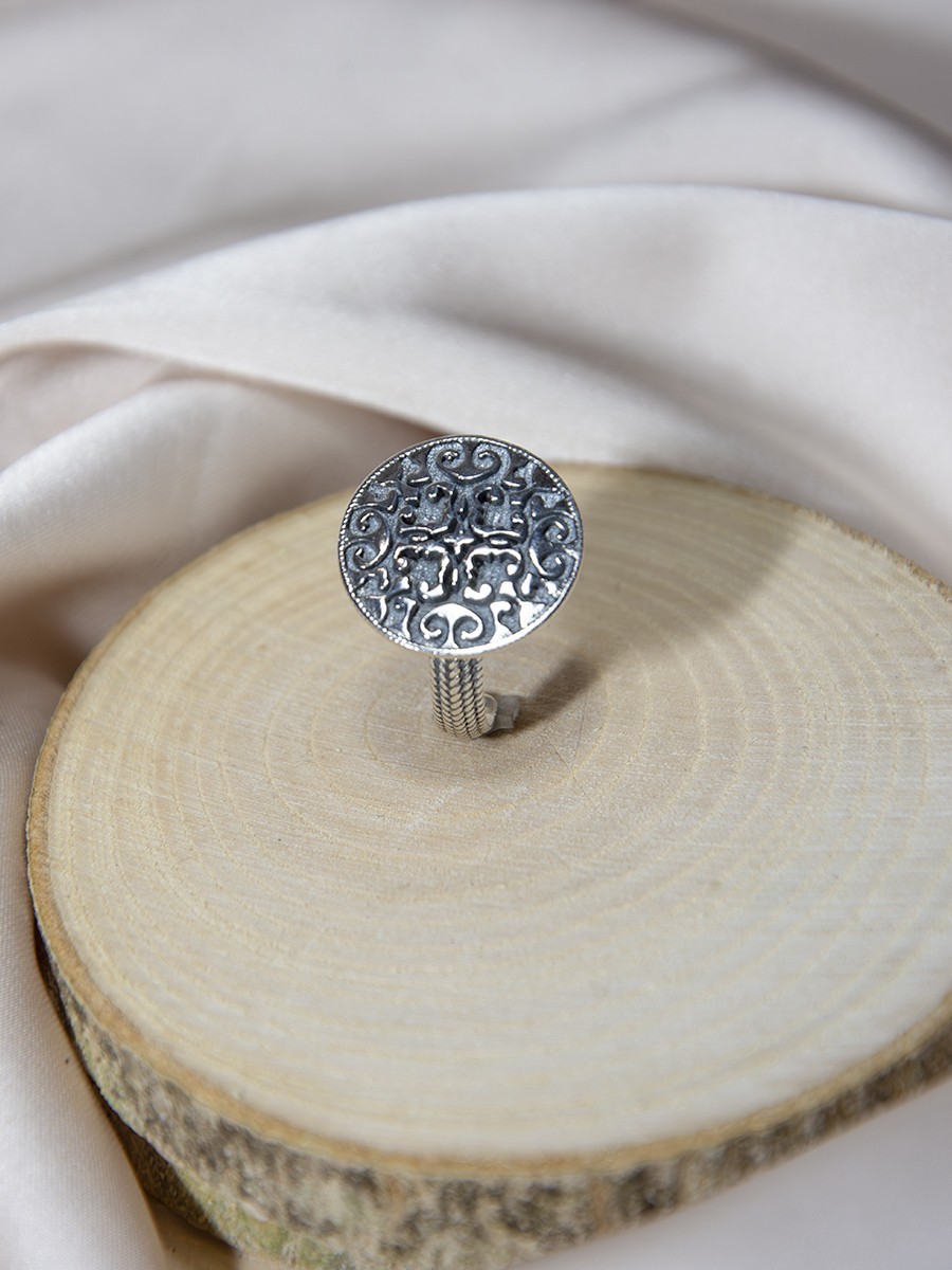 Elegant Silver-Tone Filigree Ring & Matching Earrings Set - Handmade