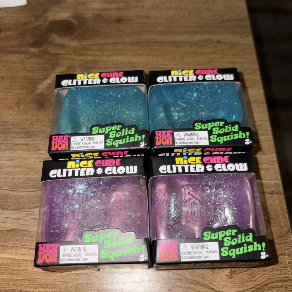 Nee doh-Needoh GLITTER & GLOW-NICE CUBE-super solid squish! Blue only