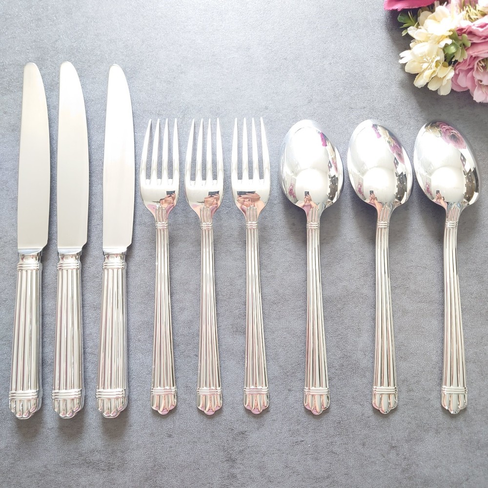 Christofle Aria 9pcs Silverplate Flatware Table Knife Fork Spoon Excellent