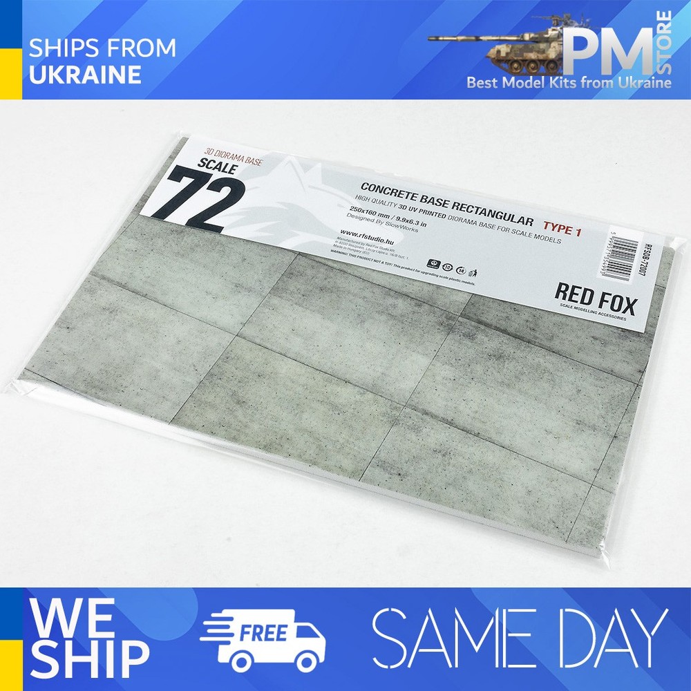 Red Fox DB-72007 1/72 3d Diorama Base Concrete Base Rectangular Type 1 250x160mm