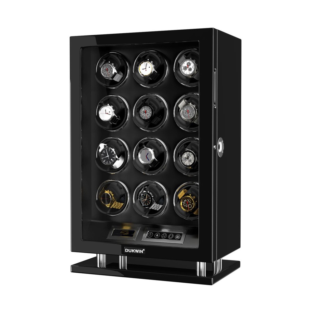 Automatic 12 Watch Winder LED LCD Touch Screen Display Storage Case Box Gift