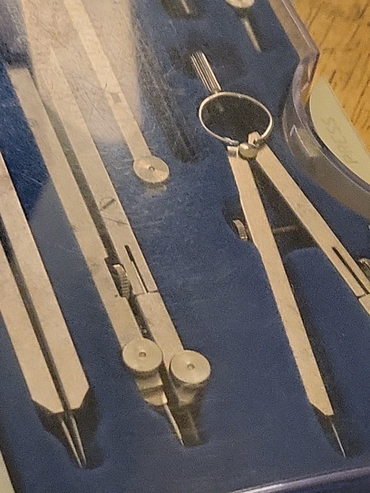 Staedtler Model 559 09 Student Drafting Class Compass 7pc set & OG Hard Case