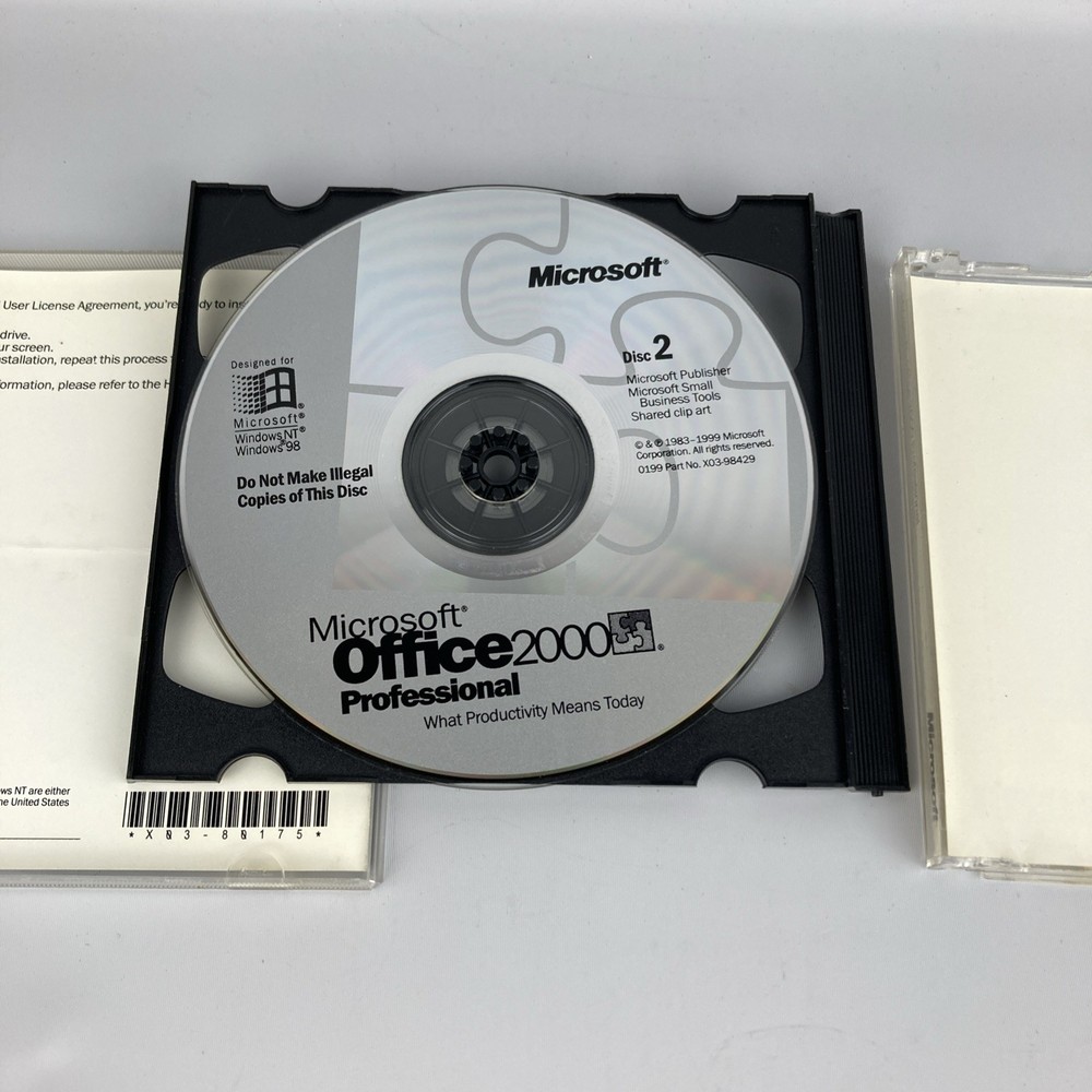 Microsoft Office - 2000 (CD) Professional With Product Key 2 CD Set