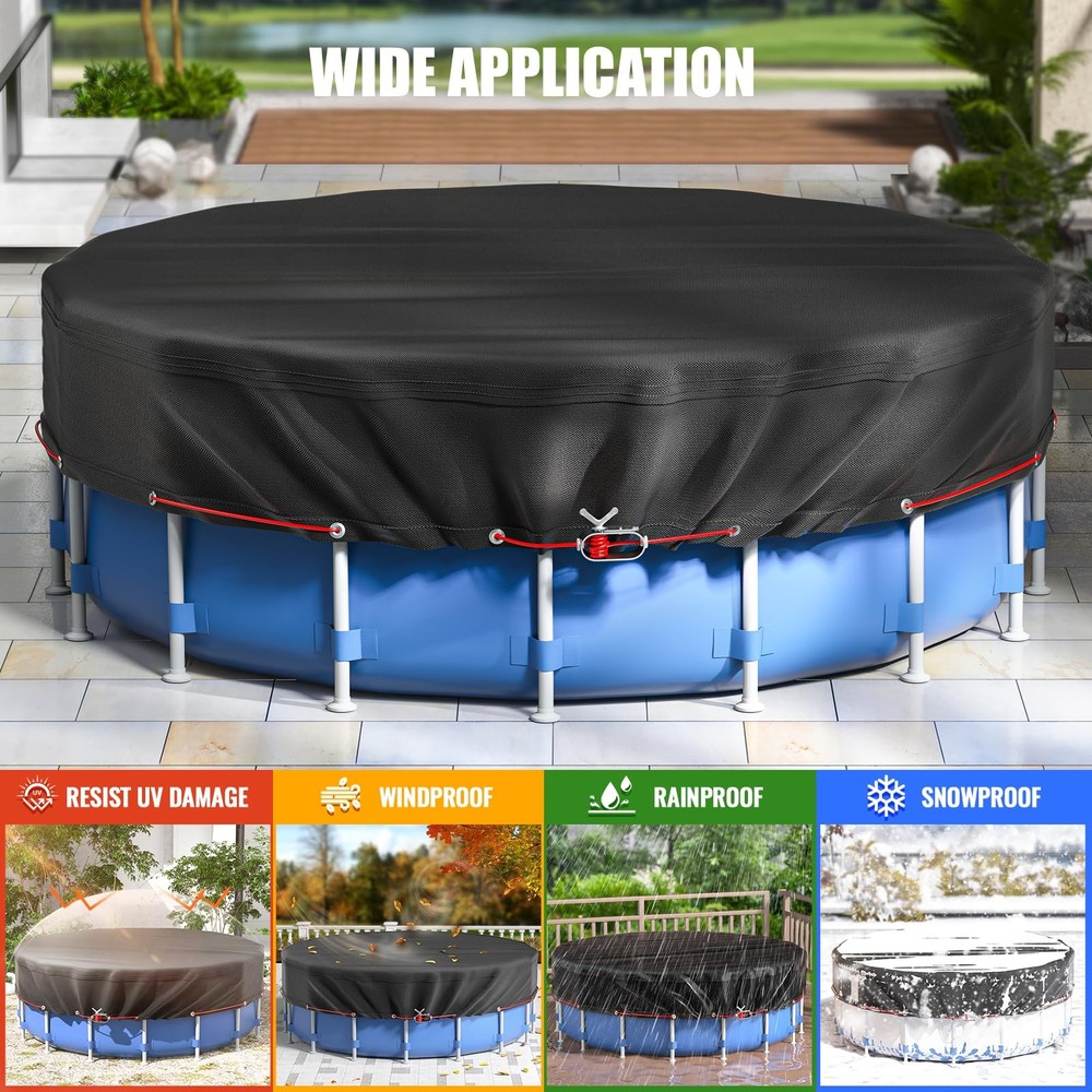 21Ft Round Above Ground Pool Cover Protector w/ Steel Rope