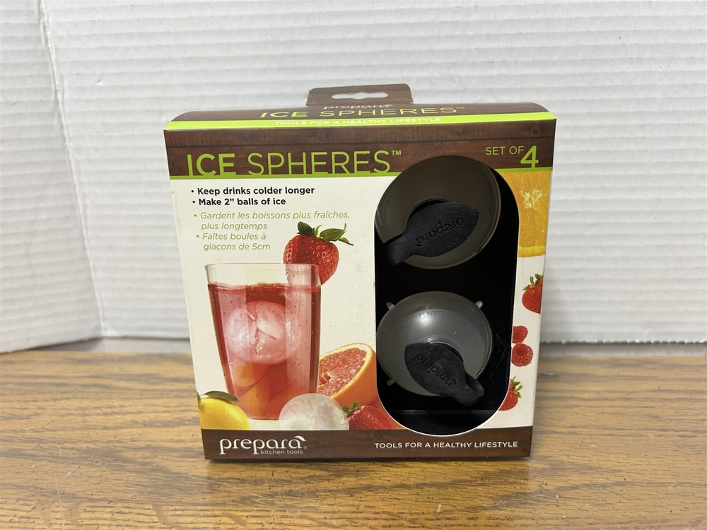 4 ICE SPHERES / ICE BALL MAKER MOLD 2" BY Prepara Kitchen Tools
