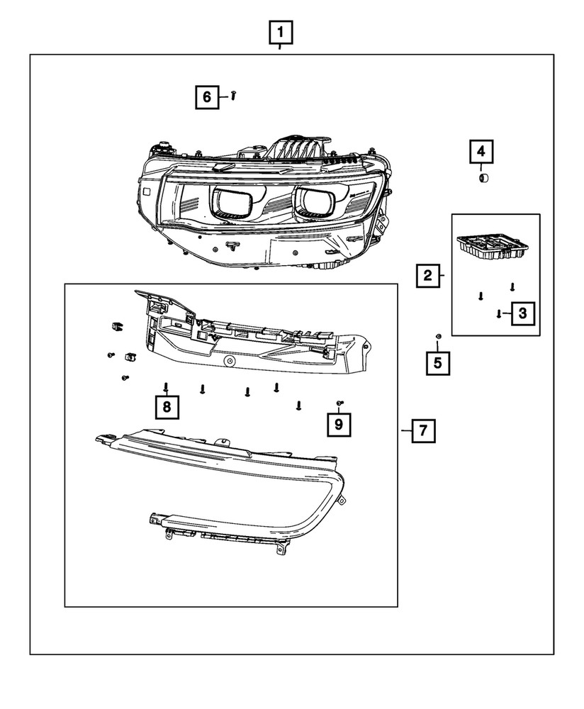 Genuine Mopar Headlamp Bracket Kit Right 68595544AA
