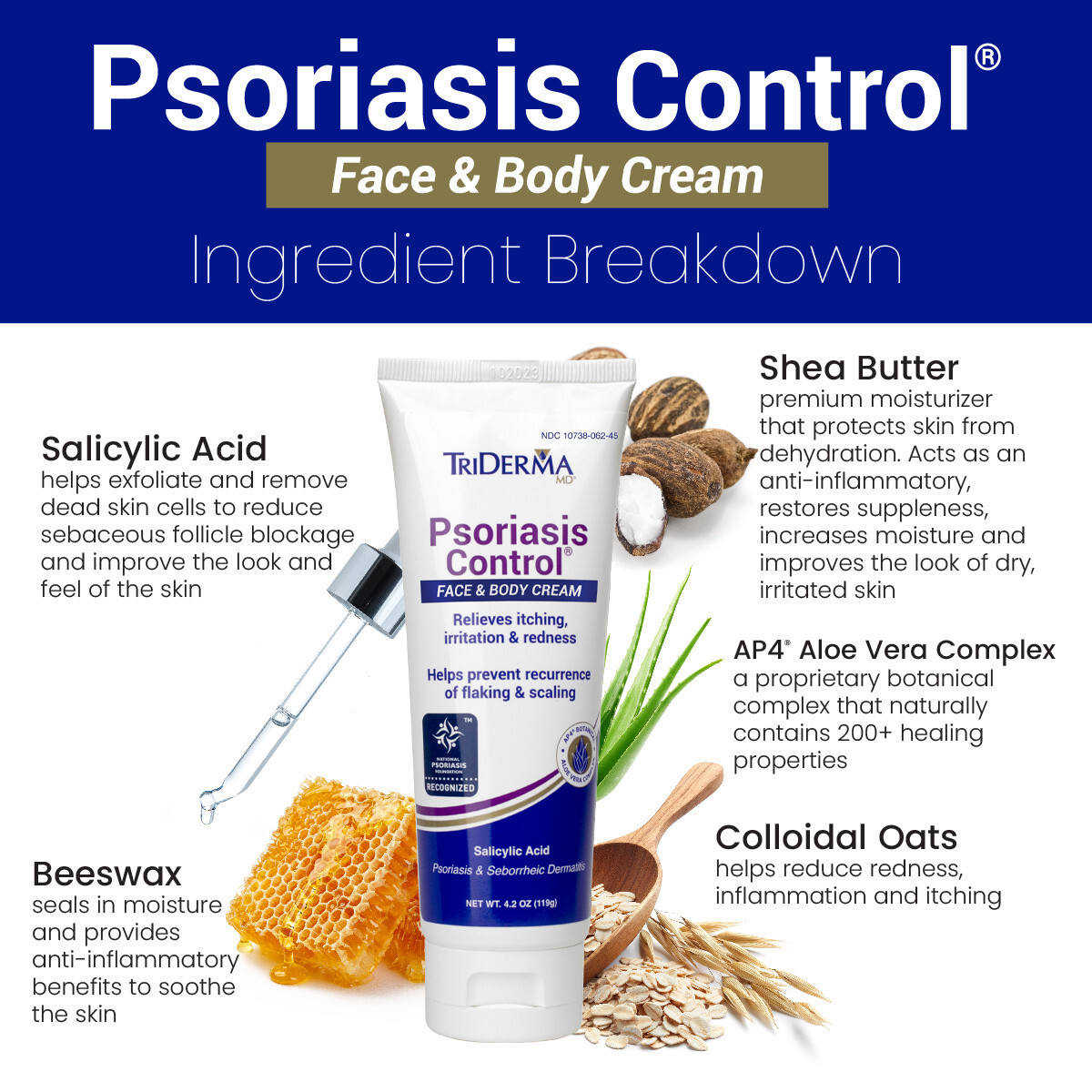 TriDerma Psoriasis Control Face & Body Cream - FSA Eligible, 4.2 oz - 4-Pack