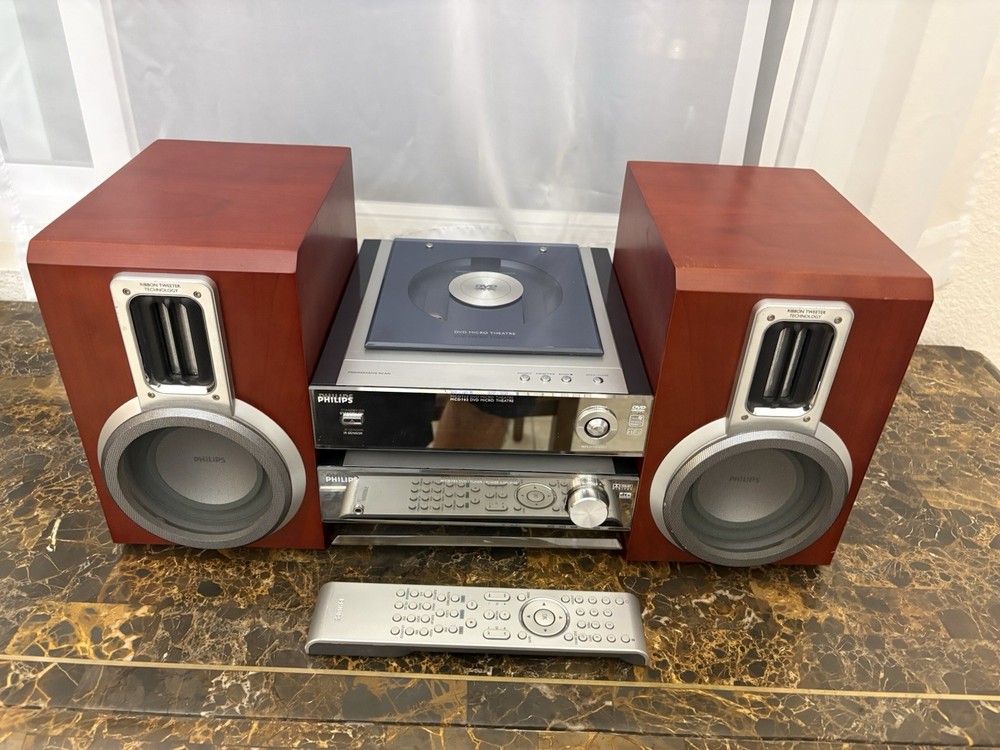 Philips MCD702 Micro Theatre DVD/CD Player, Tuner, Amp, Speakers, Remote WORKING