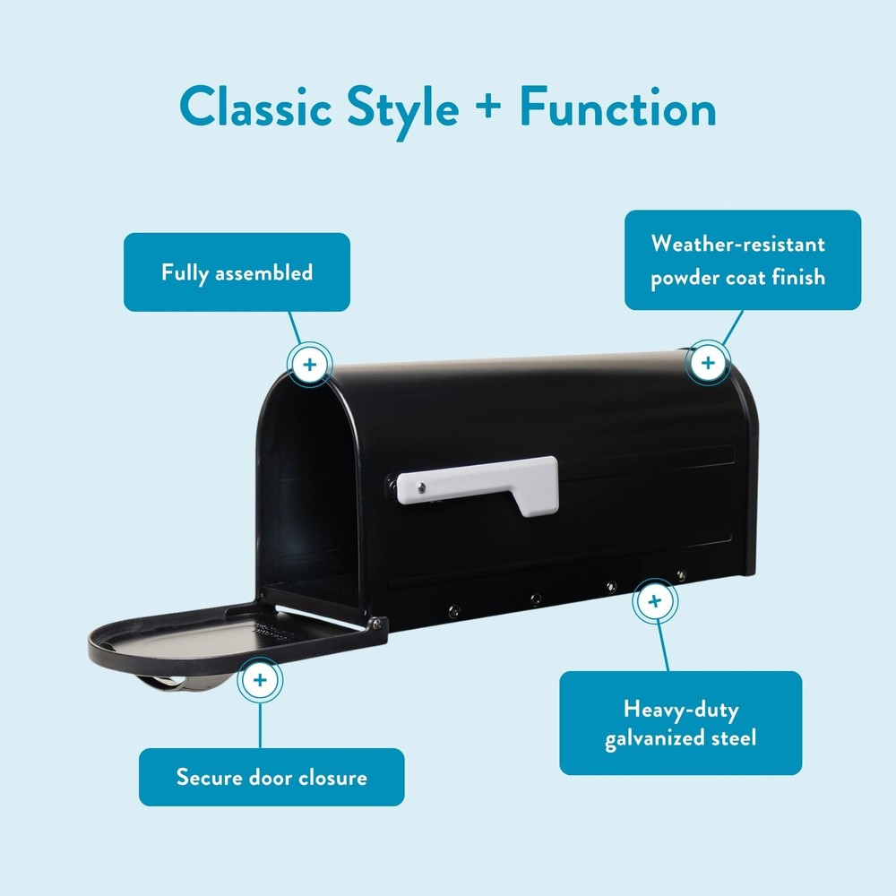 Architectural Mailboxes 8760B-10 Carlisle Postmount Mailbox, Medium, Black