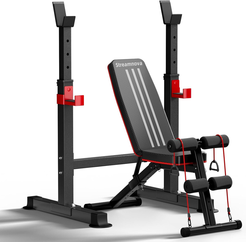 Adjustable Squat Rack, 550LBS Multi-Function Barbell Rack for Weight Lifting and