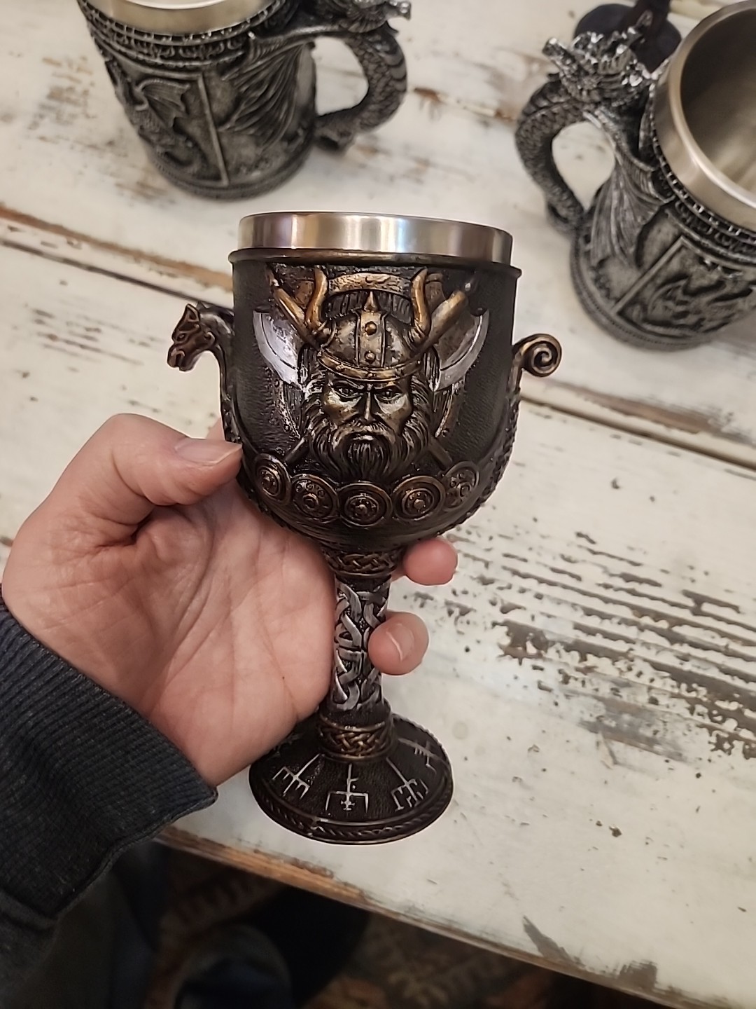 Double Dragon Drinking Chalice Goblet, 2 Wine Goblets, 2 Dragon Mugs ,D & D,