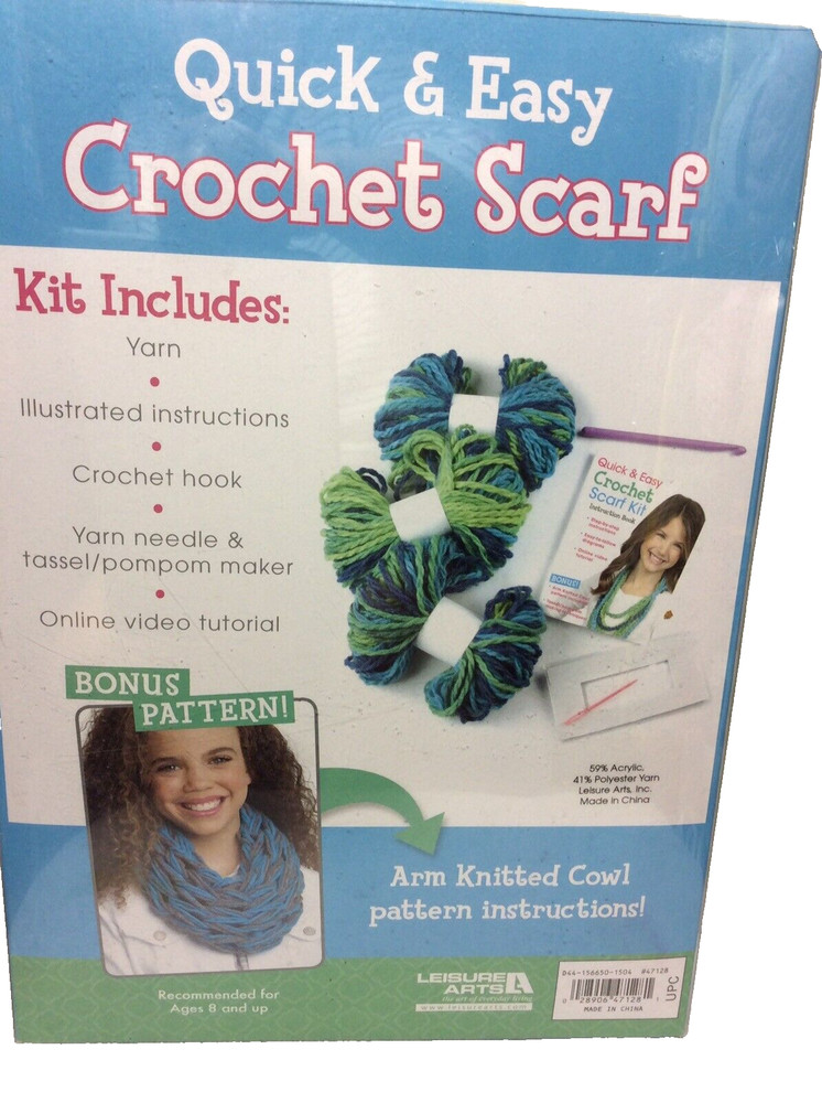 Quick & Easy Crochet Scarf Kit With Instruction Book
