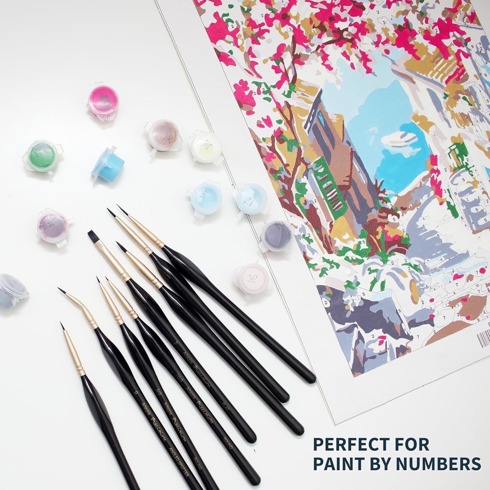Precision Art Brush Set - 8 Ergonomic Miniature Brushes with Storage Container