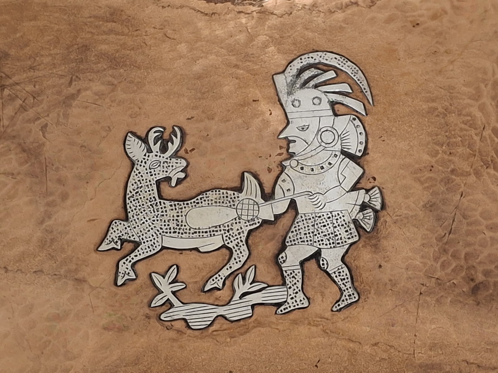 Peruvian Sterling Silver & Hammered Copper Biomorphic Tray