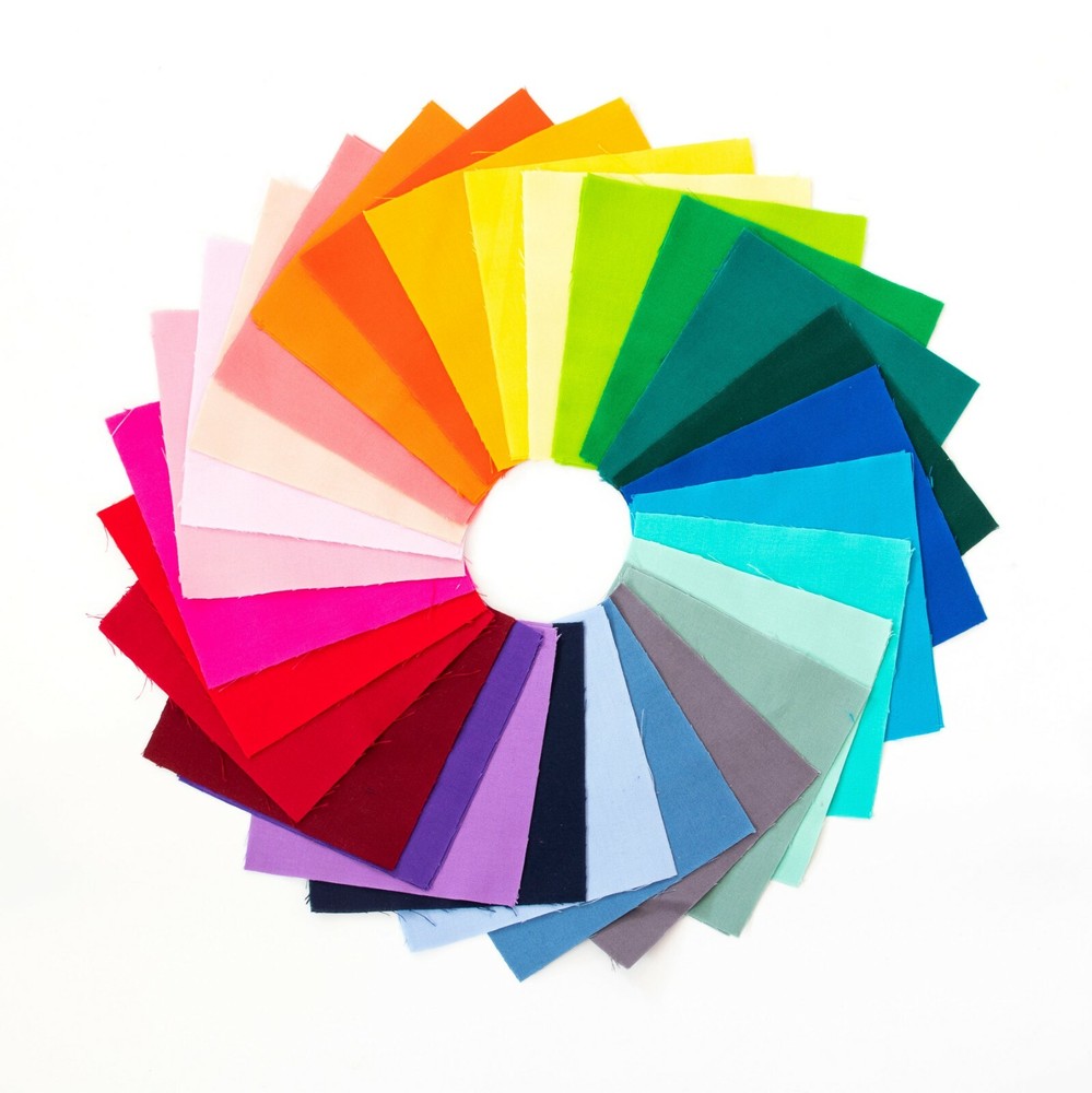 112 Rainbow Solid Assorted pre cut charm pack 5" squares 100% cotton fabric