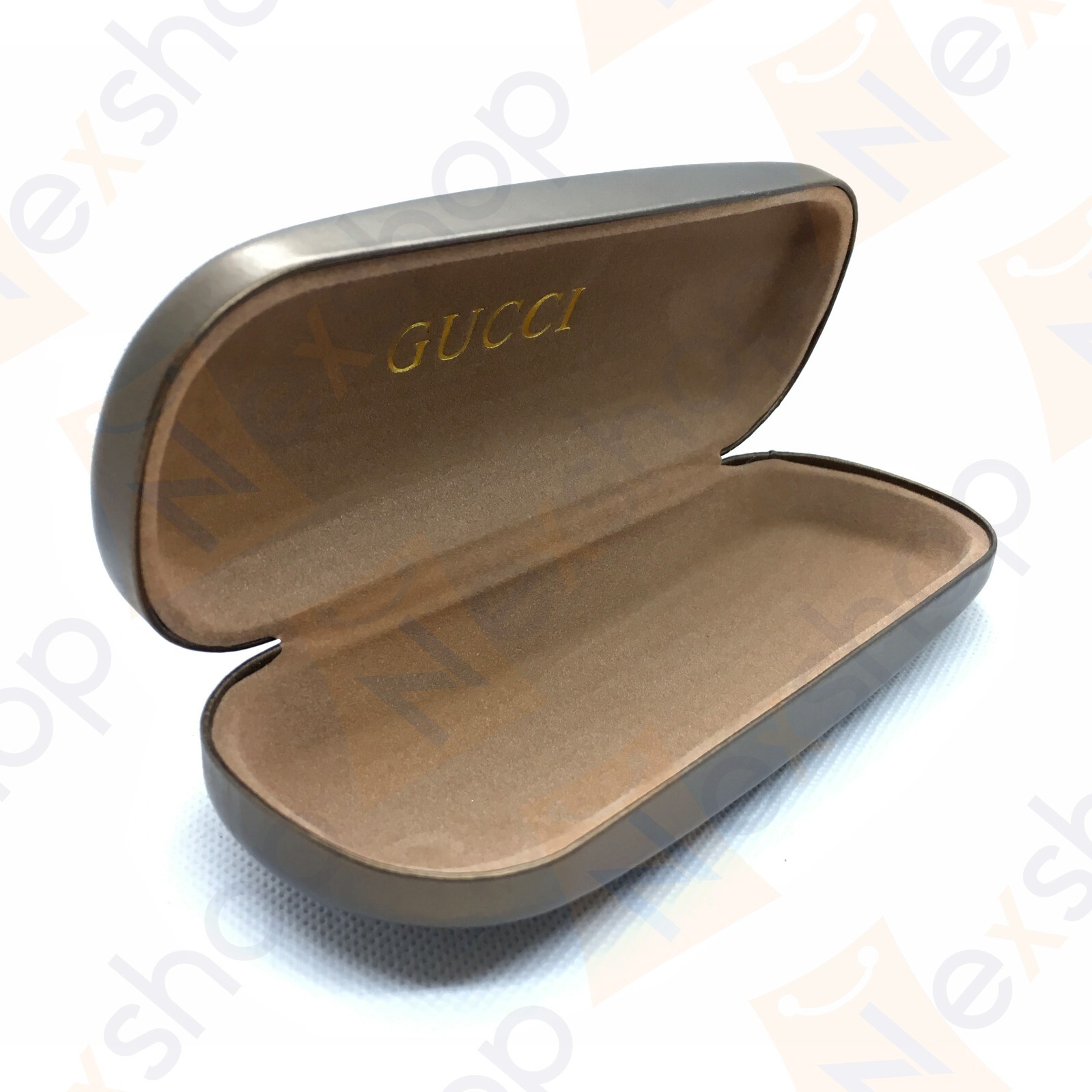 Gucci Bronze Hard Clam Shell Eyeglasses Sunglasses Small Case w/ Cloth & GiftBOX