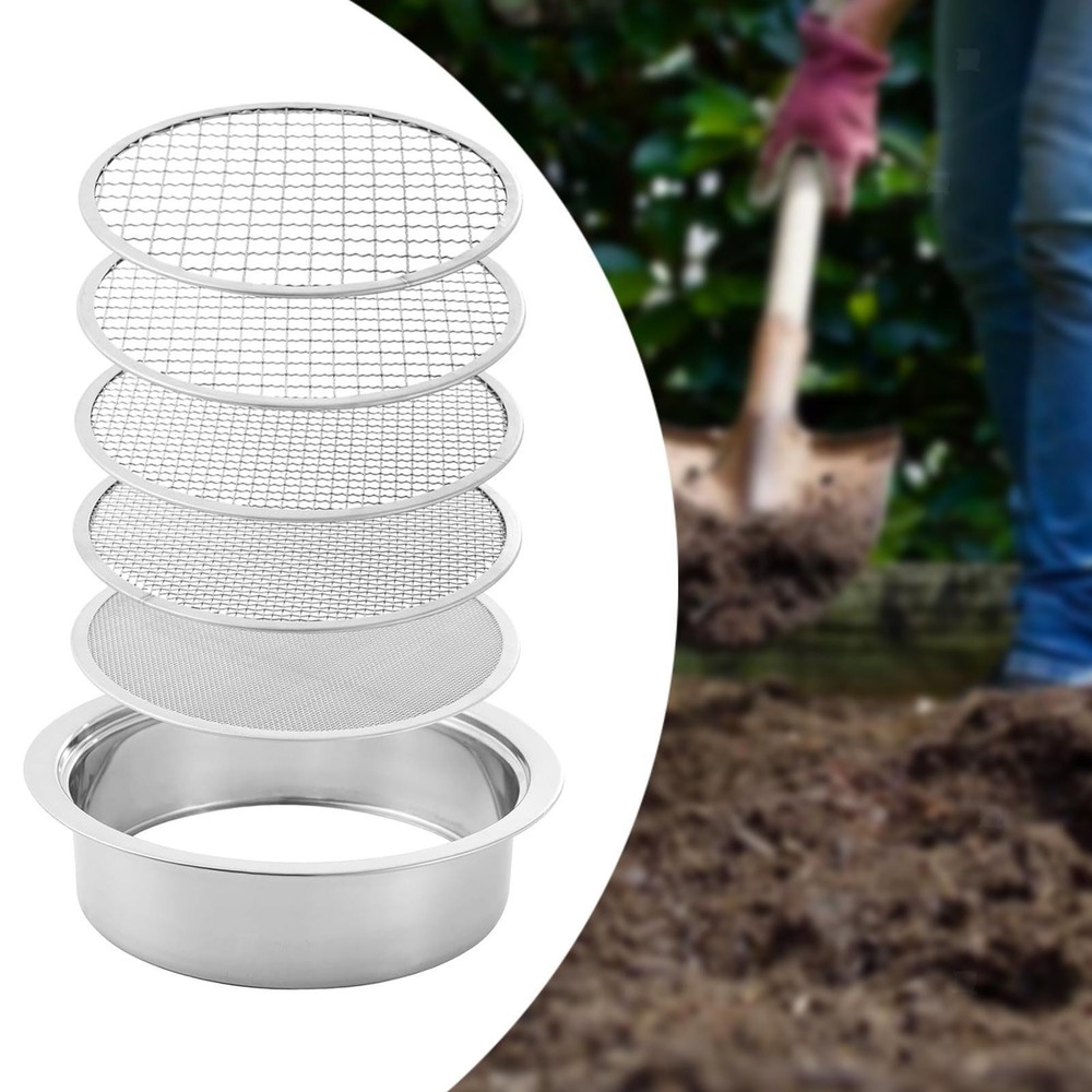 Soil Sifter Soil Sieve Set Fine Mesh with 5 Interchangeable Filter Mesh Sizes