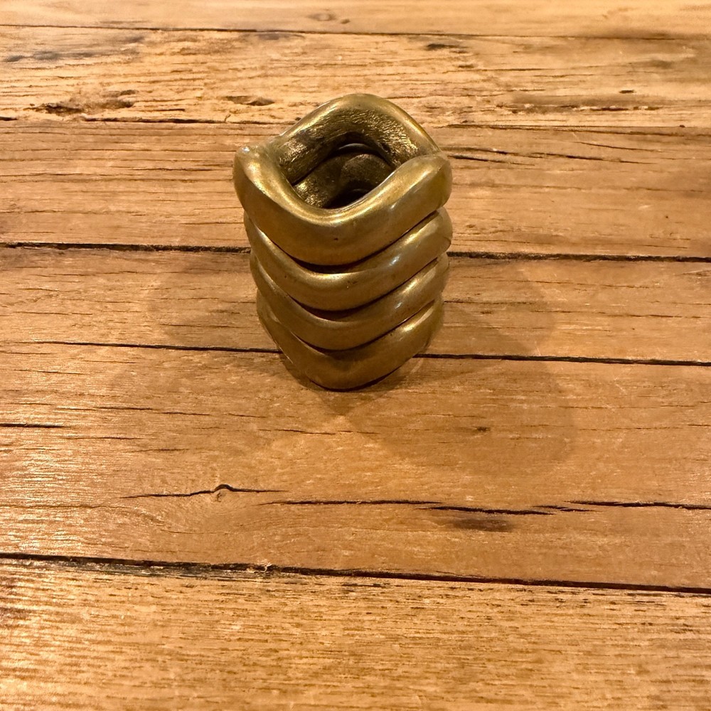 Four Vintage Solid Chain Bronze Napkin Rings