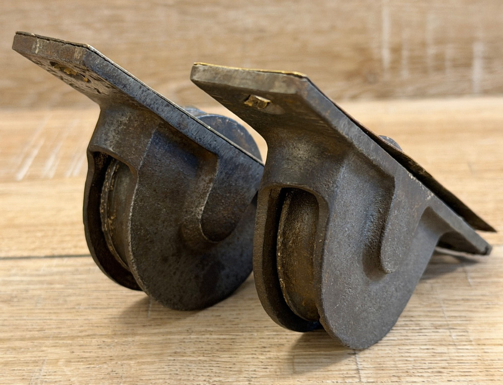Two Antique Cast Iron, Brass Window Pulleys