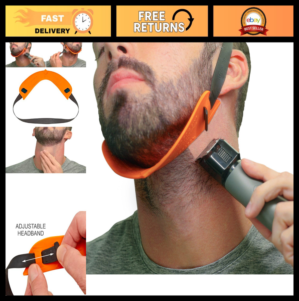 Premium Beard Neckline Shaper Guide - Hands-Free, Adjustable Template Tool, DIY